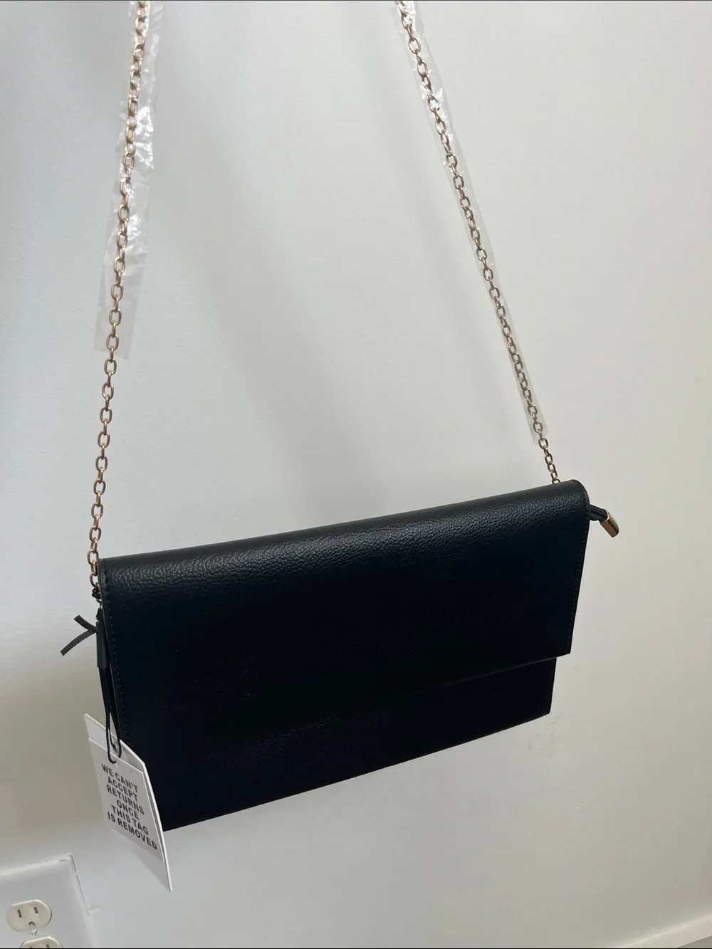 NWT True Decadence Black Chain Strap Crossbody Clutch - Picture 1 of 6